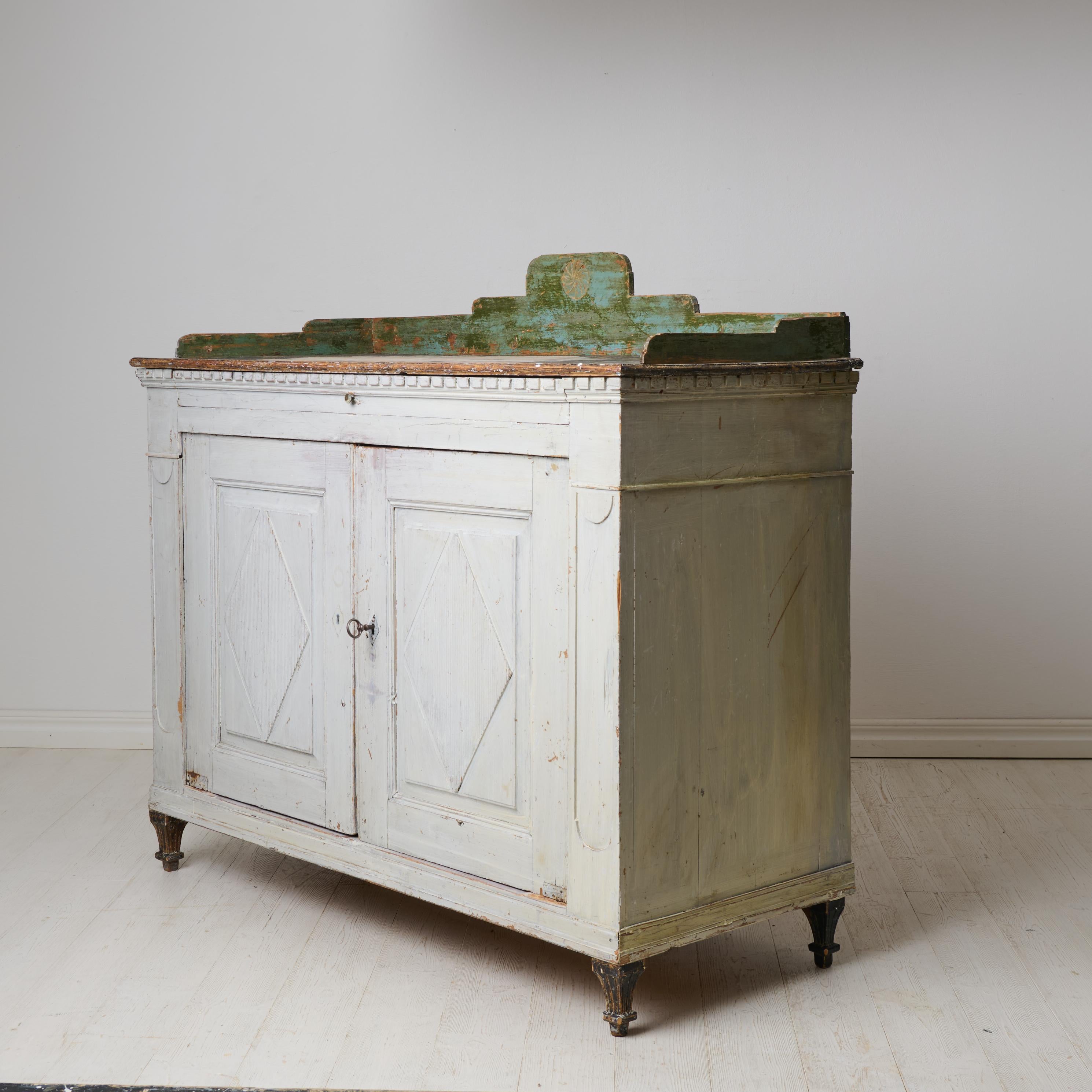 Hand-Crafted Antique Swedish Country House Sideboard in Gustavian Style Made by Hand For Sale