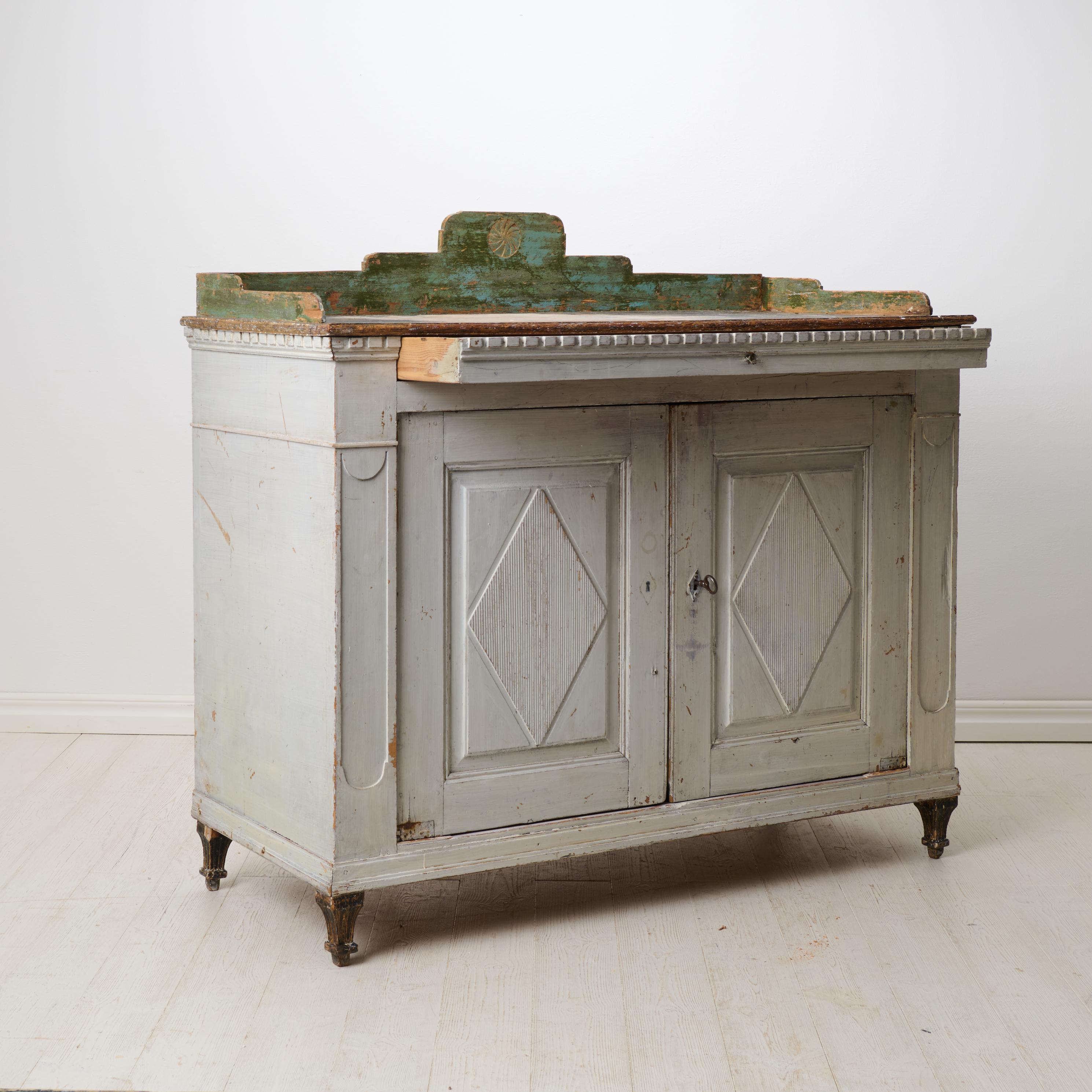 19th Century Antique Swedish Country House Sideboard in Gustavian Style Made by Hand For Sale
