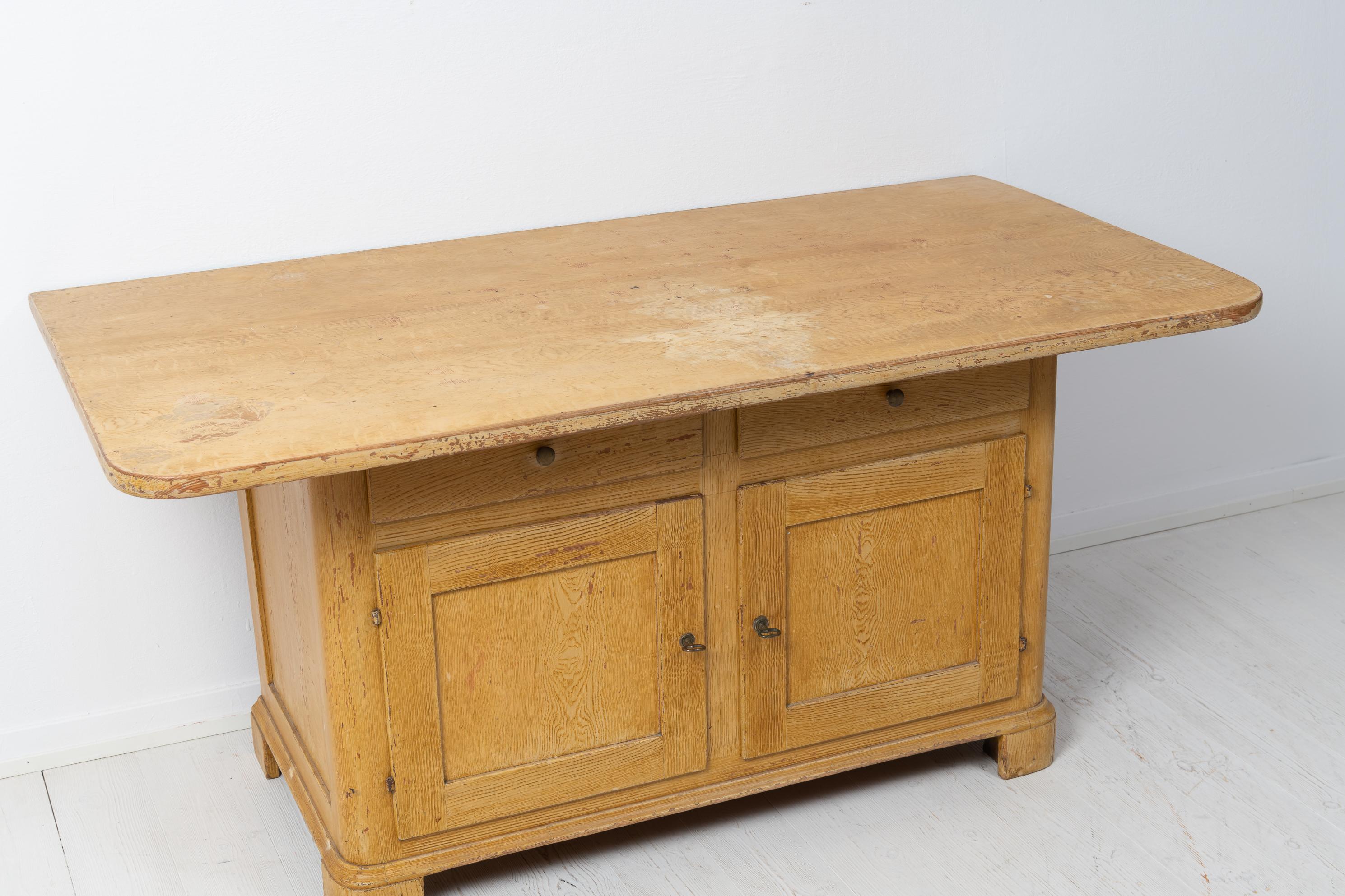 Antique Swedish Country Low Pine Sideboard For Sale 5