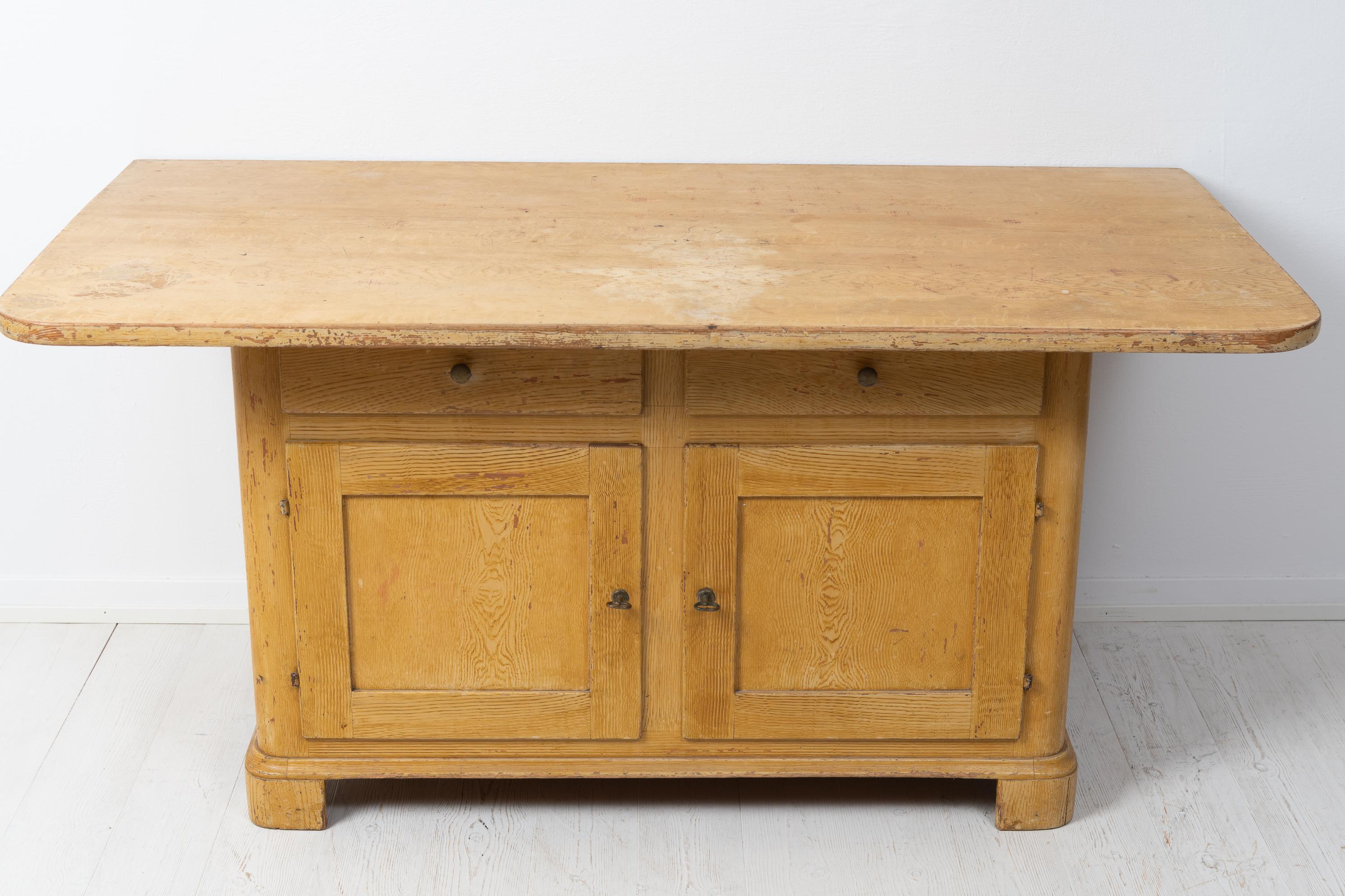 Antique Swedish Country Low Pine Sideboard For Sale 4
