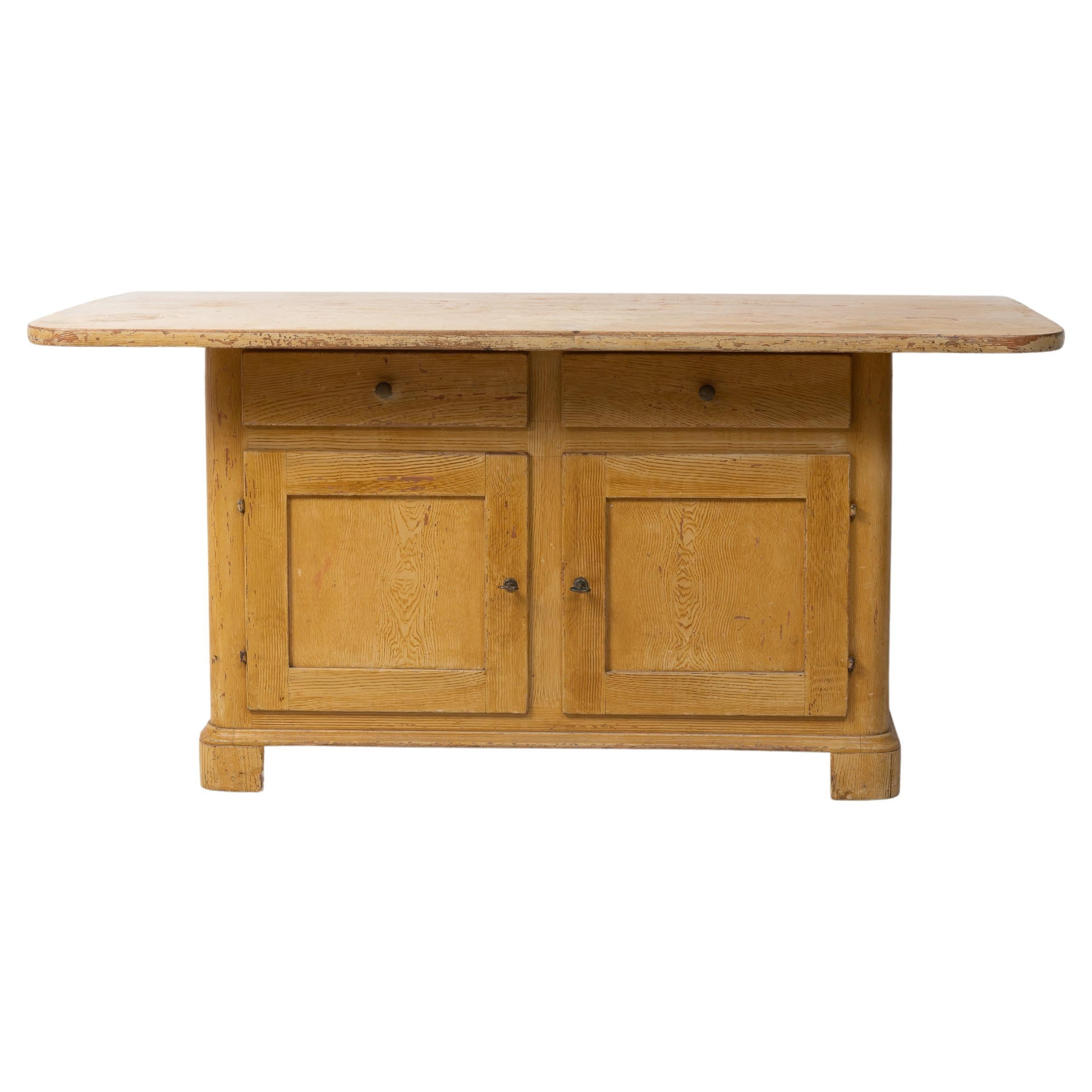 Antique Swedish Country Low Pine Sideboard For Sale