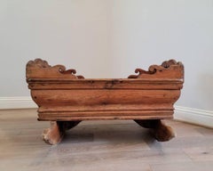Antique Swedish Country Pine Rocking Bassinet