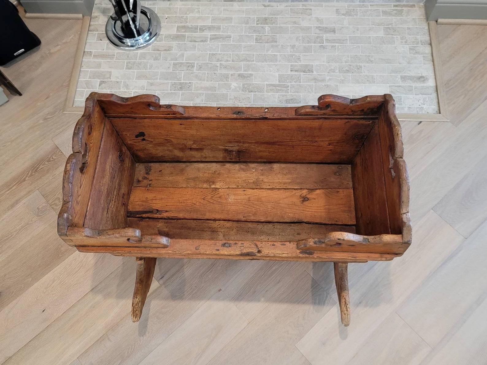 Gustavian Antique Swedish Country Pine Rocking Bassinet  For Sale