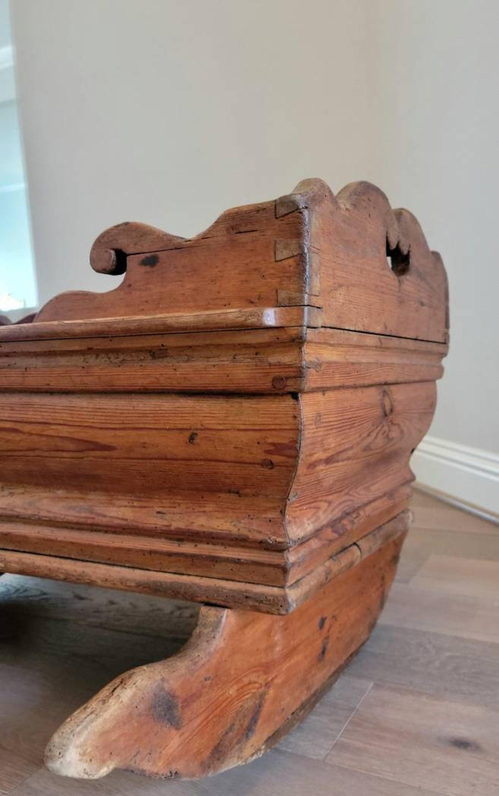 18th Century Antique Swedish Country Pine Rocking Bassinet  For Sale