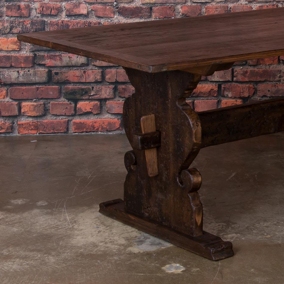 19th Century Antique Swedish Country Pine Trestle Dining Table