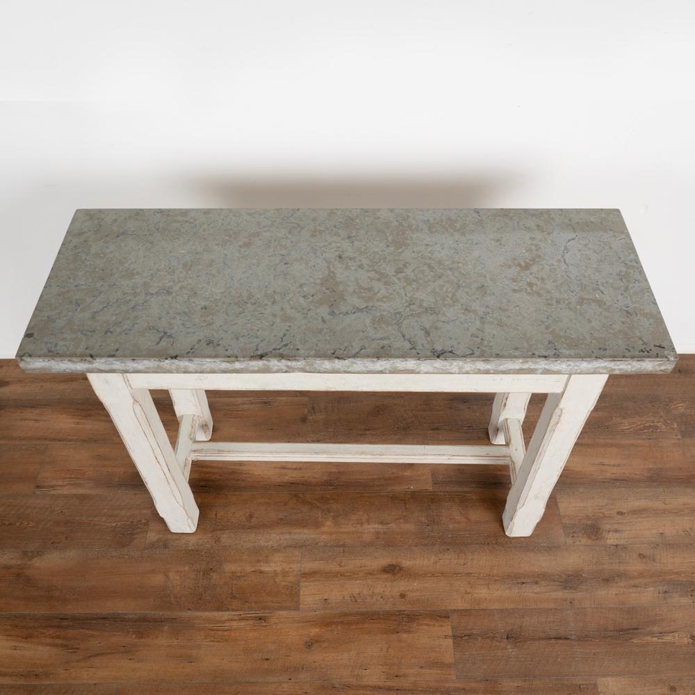 Antique Swedish Country Stone Top Console Table Small Buffet Server, circa 1840 6