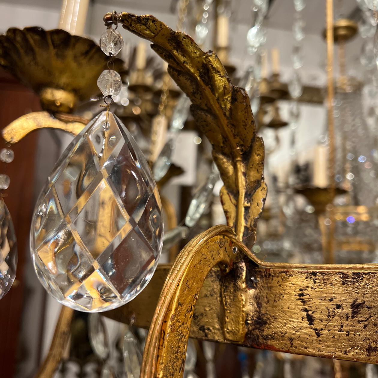 Antique Swedish Crystal Chandelier In Good Condition For Sale In New York, NY