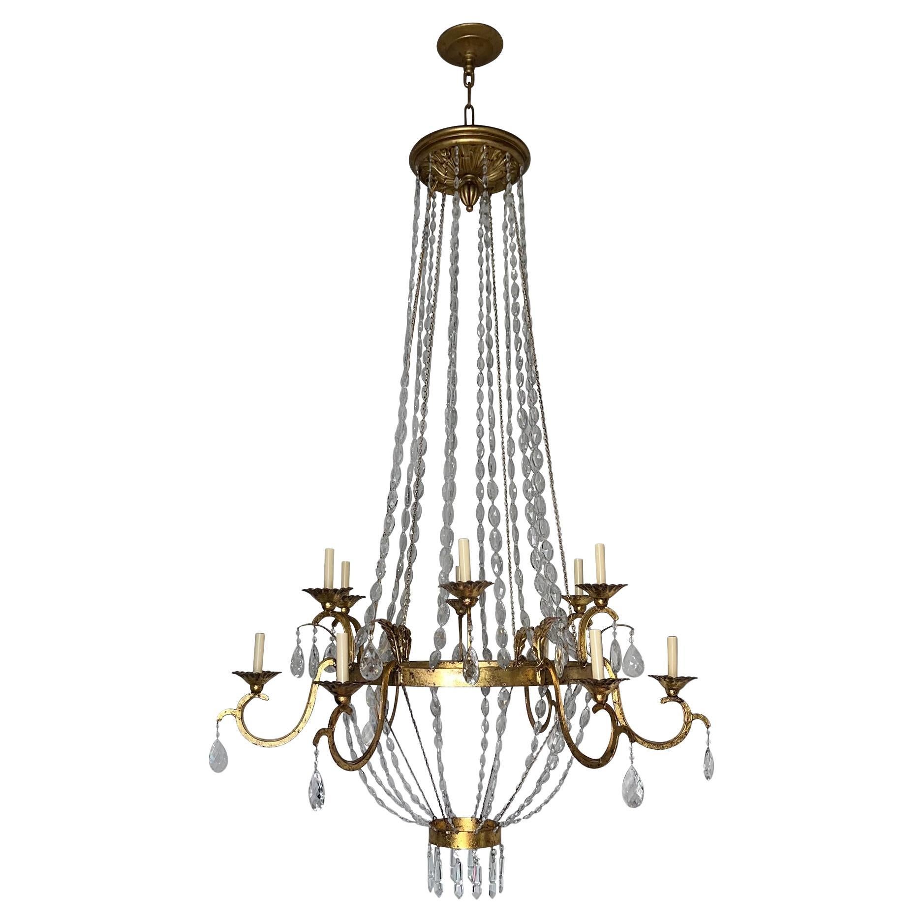 Antique Swedish Crystal Chandelier For Sale