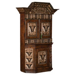 Antique Swedish Dalarna Folk Art Painted Cabinet