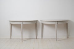 Antique Swedish Demi Lune Table, Round Gustavian Style Dining or Wall Table