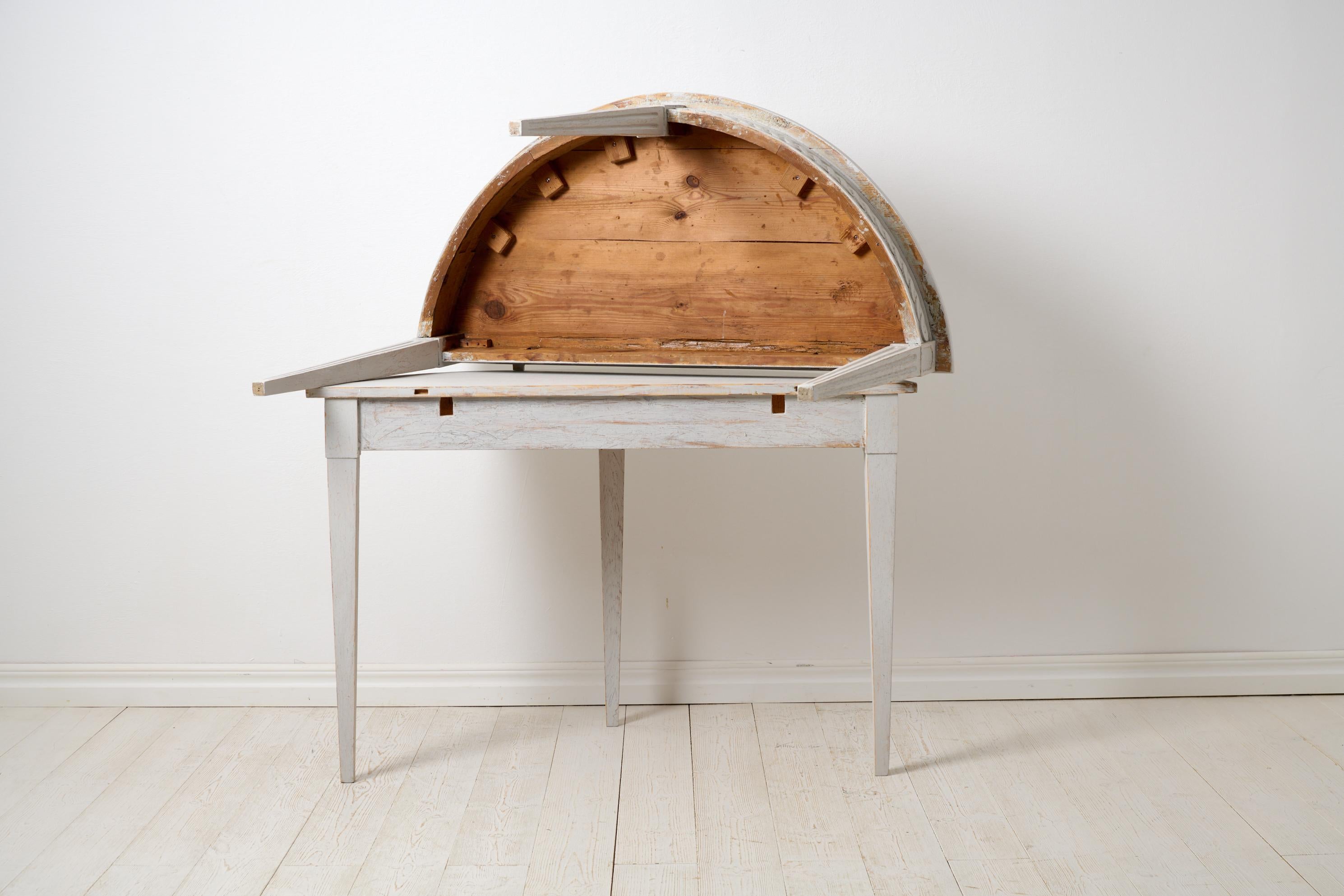 19th Century Antique Swedish Demi Lune Table, Round Gustavian Style Dining or Wall Table  For Sale