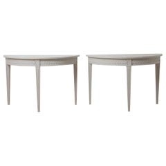 Antique Swedish Demi Lune Table, Round Gustavian Style Dining or Wall Table