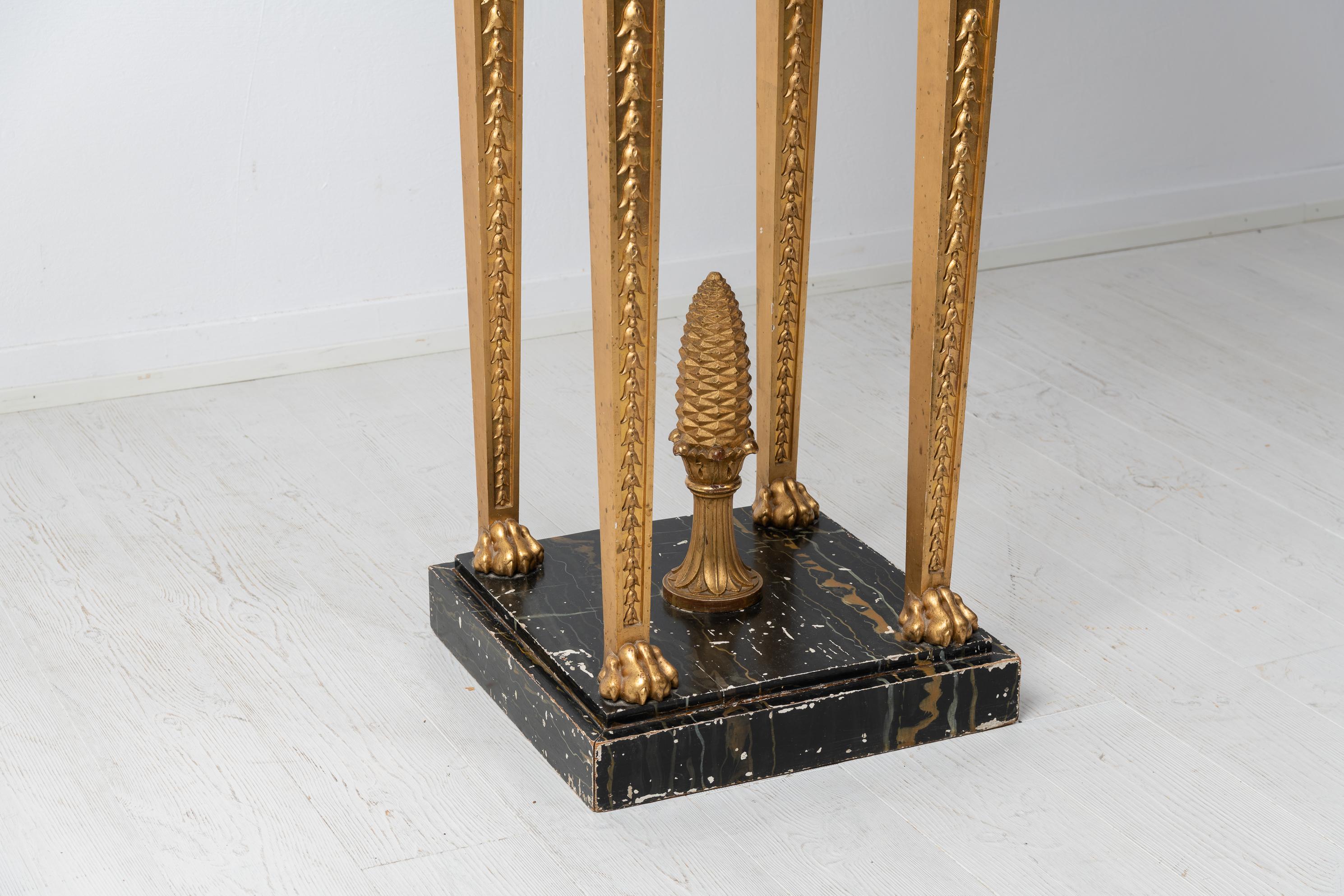 Antique Swedish Empire Gilded Marble Pedestal or Geridong For Sale 5