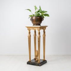 Antique Swedish Empire Gilded Marble Pedestal or Geridong