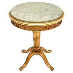 Antique Swedish Empire Giltwood Marble Top Table