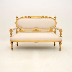 Antique Swedish Empire Giltwood Settee