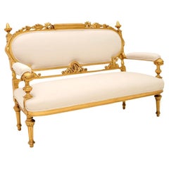 Antique Swedish Empire Giltwood Settee