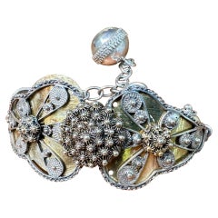 Antique Swedish Filigree Silver Bracelet Circa 1830 Traditional Folkdräkt Sweden