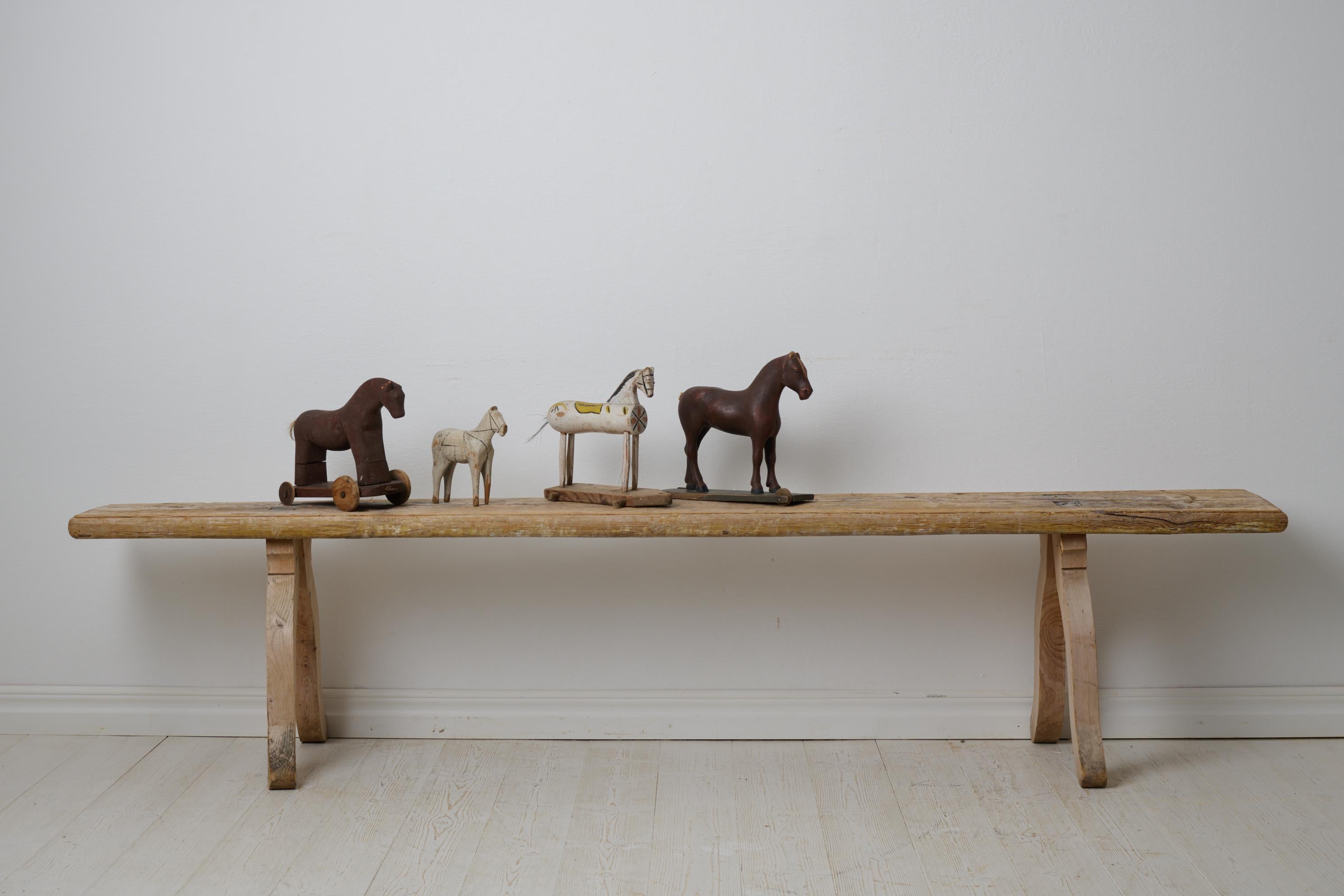 Hand-Crafted Antique Swedish Folk Art Bench, Rare Primitive Folk Art Furniture For Sale