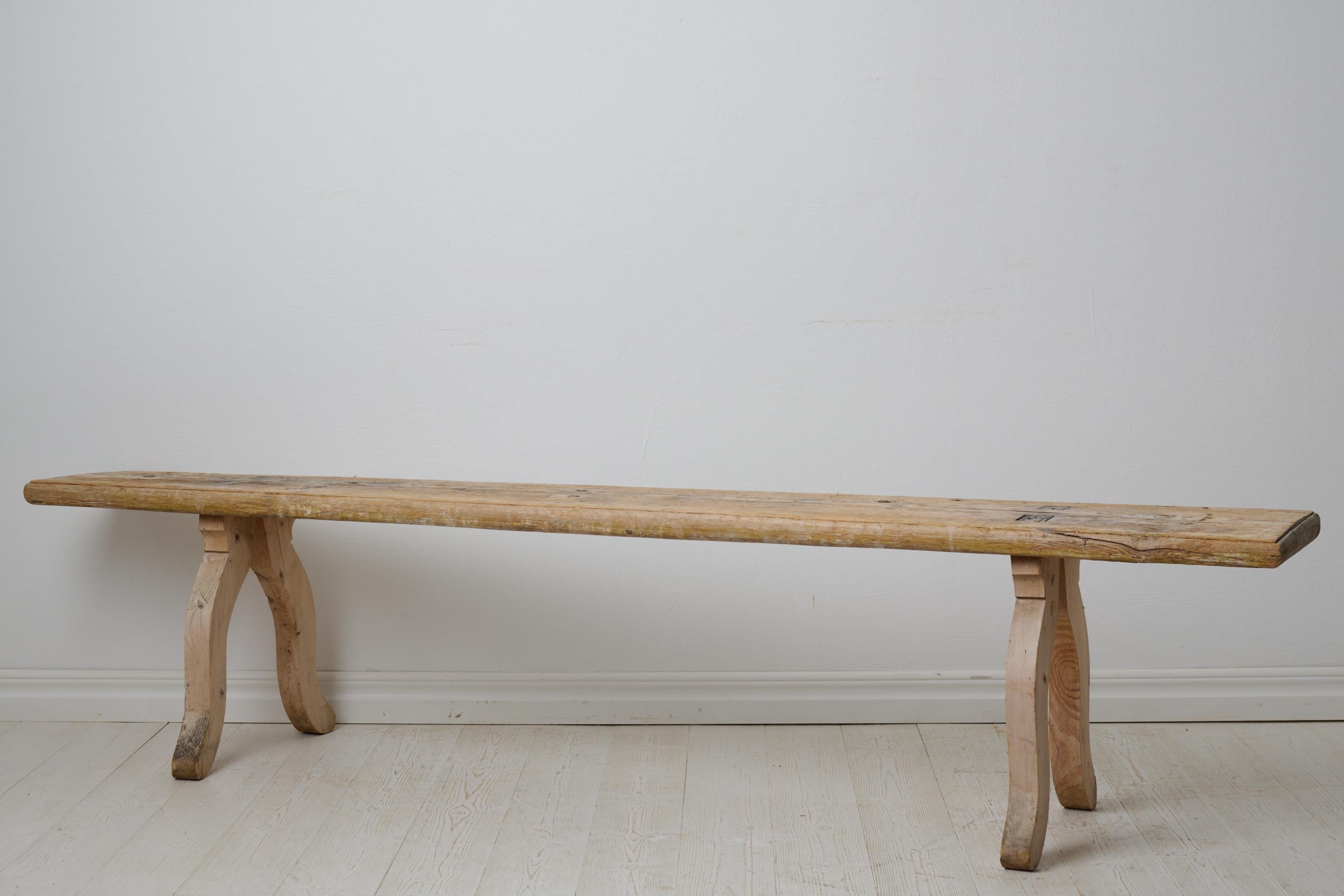 19th Century Antique Swedish Folk Art Bench, Rare Primitive Folk Art Furniture For Sale