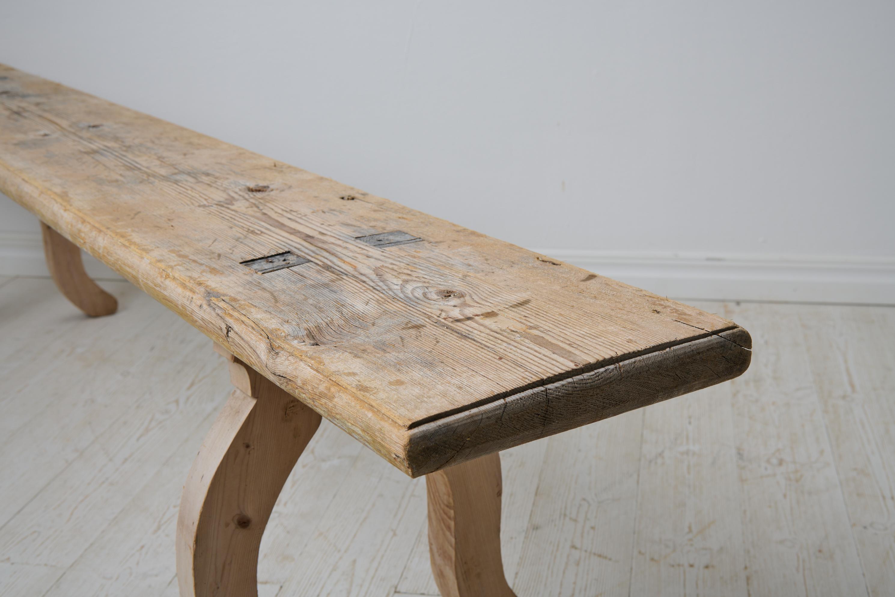 Antique Swedish Folk Art Bench, Rare Primitive Folk Art Furniture For Sale 1