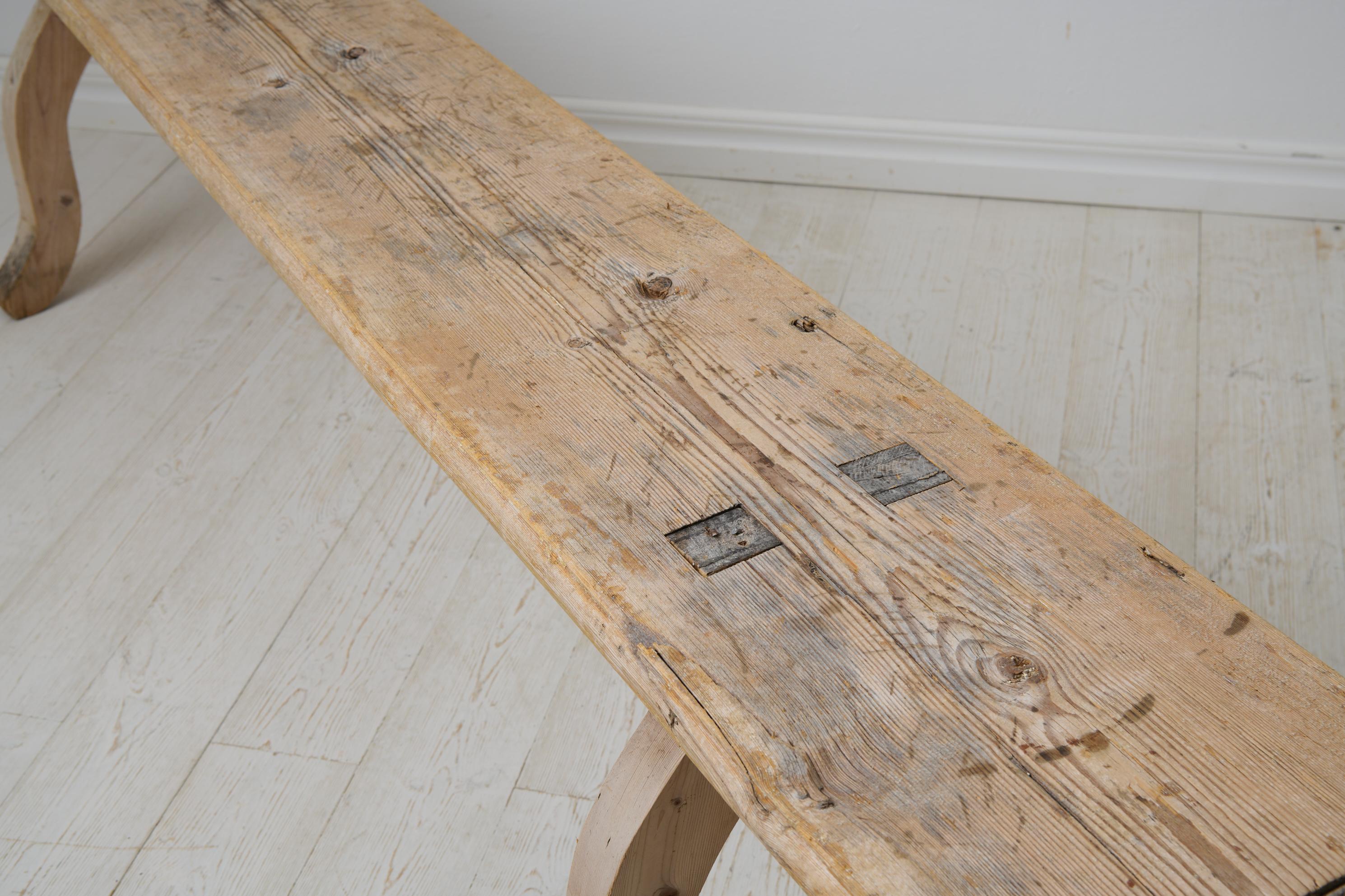 Antique Swedish Folk Art Bench, Rare Primitive Folk Art Furniture For Sale 2