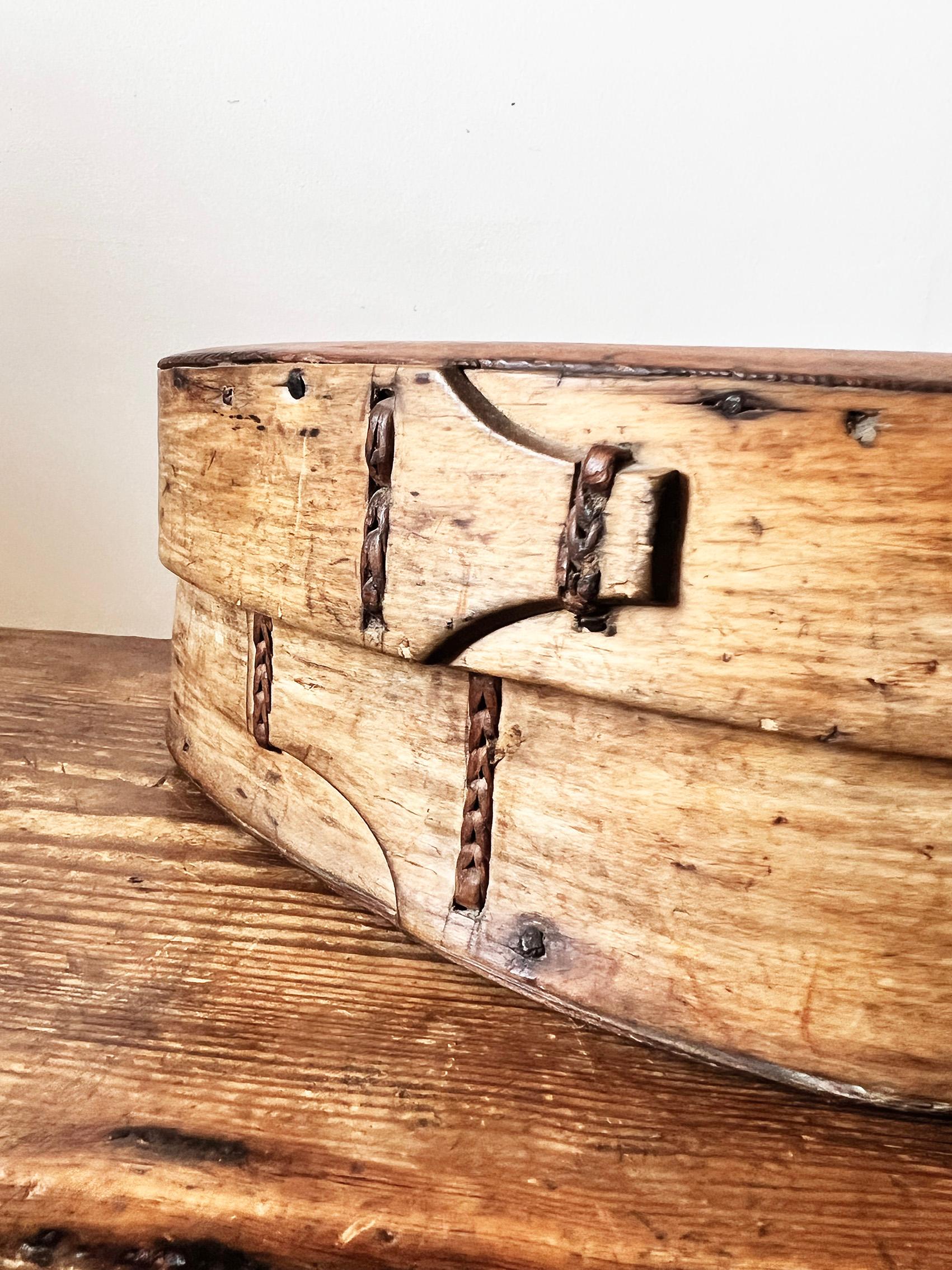 Antique Swedish Folk Art Bentwood Box -1848 For Sale 7