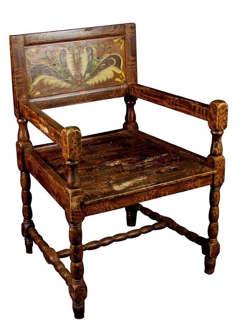 Artisanat Anciennes chaises de sculpteur suédoises d'art populaire en faux Wood Grain en vente