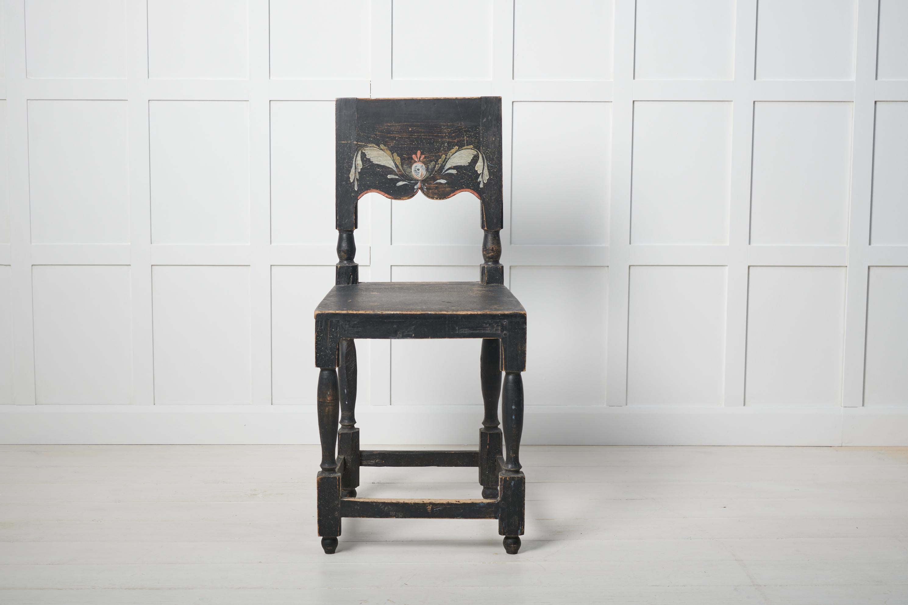Antiker schwedischer Volkskunst-Stuhl in echtem Originalzustand  (Schwedisch) im Angebot
