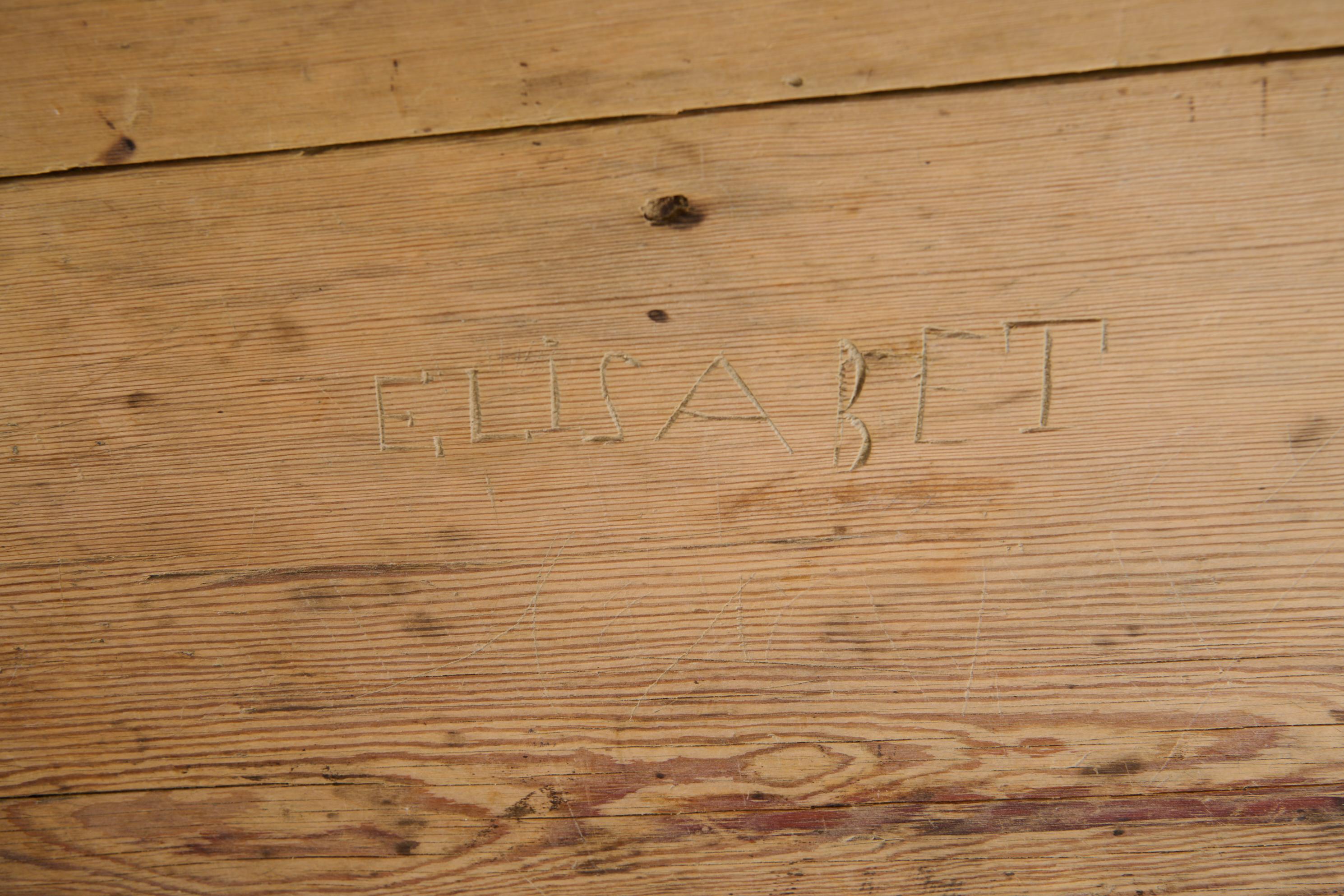 Table de salle à manger ou de travail suédoise ancienne et artisanale, table à tréteaux en pin en vente 5