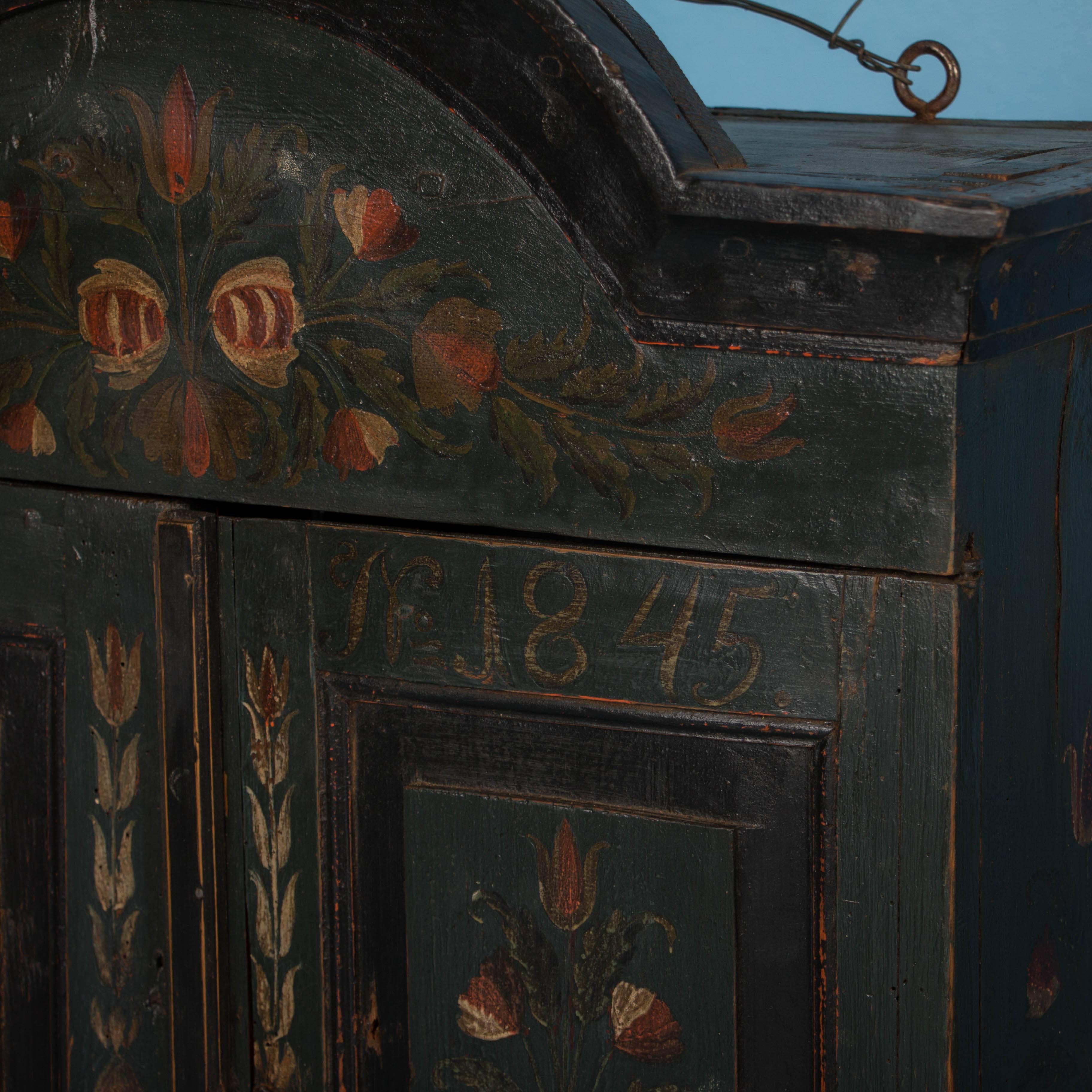 19th Century Antique Swedish Original Hand-Painted Hanging Cupboard