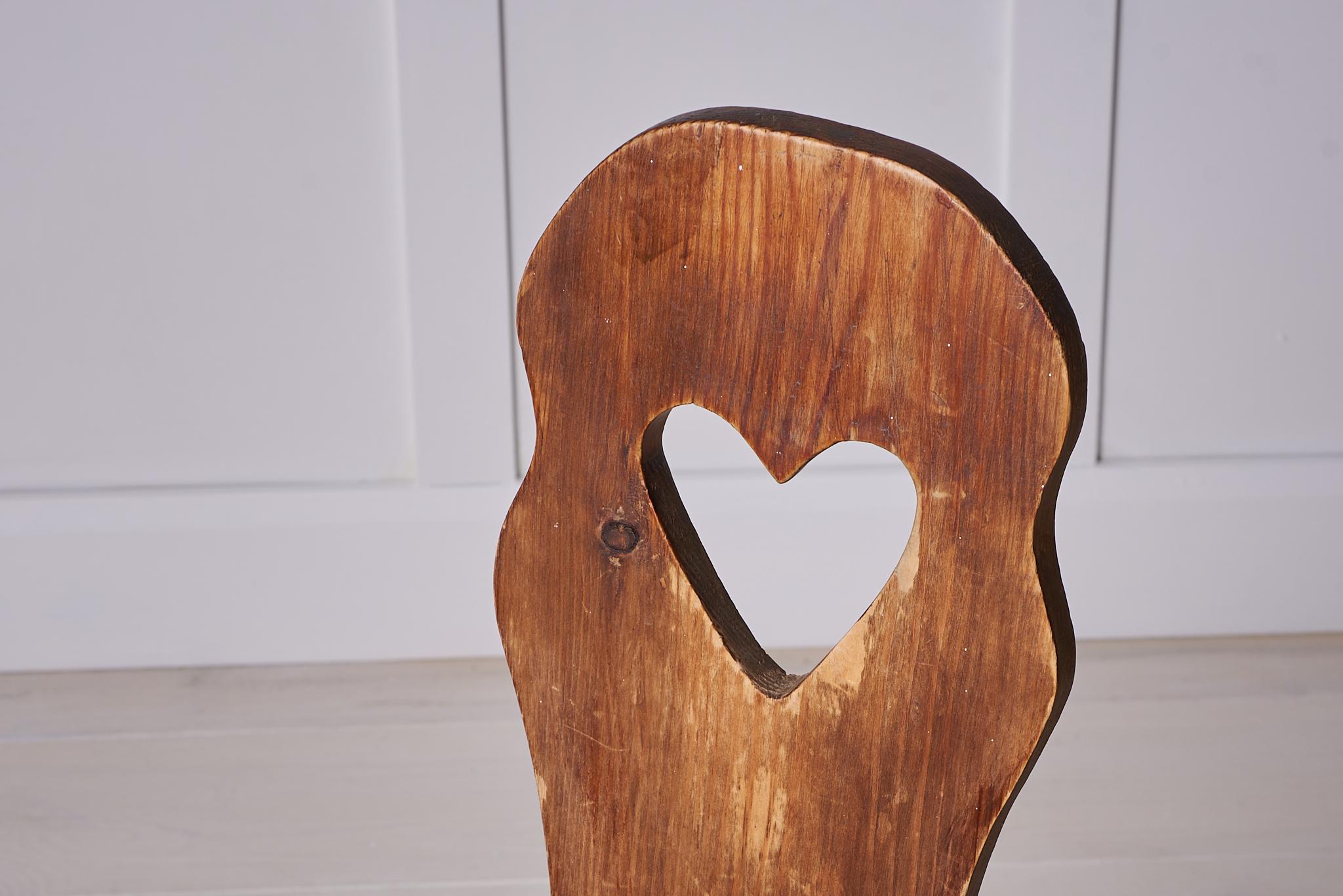 Antique Swedish Folk Art Rustic Pine Chair For Sale 2