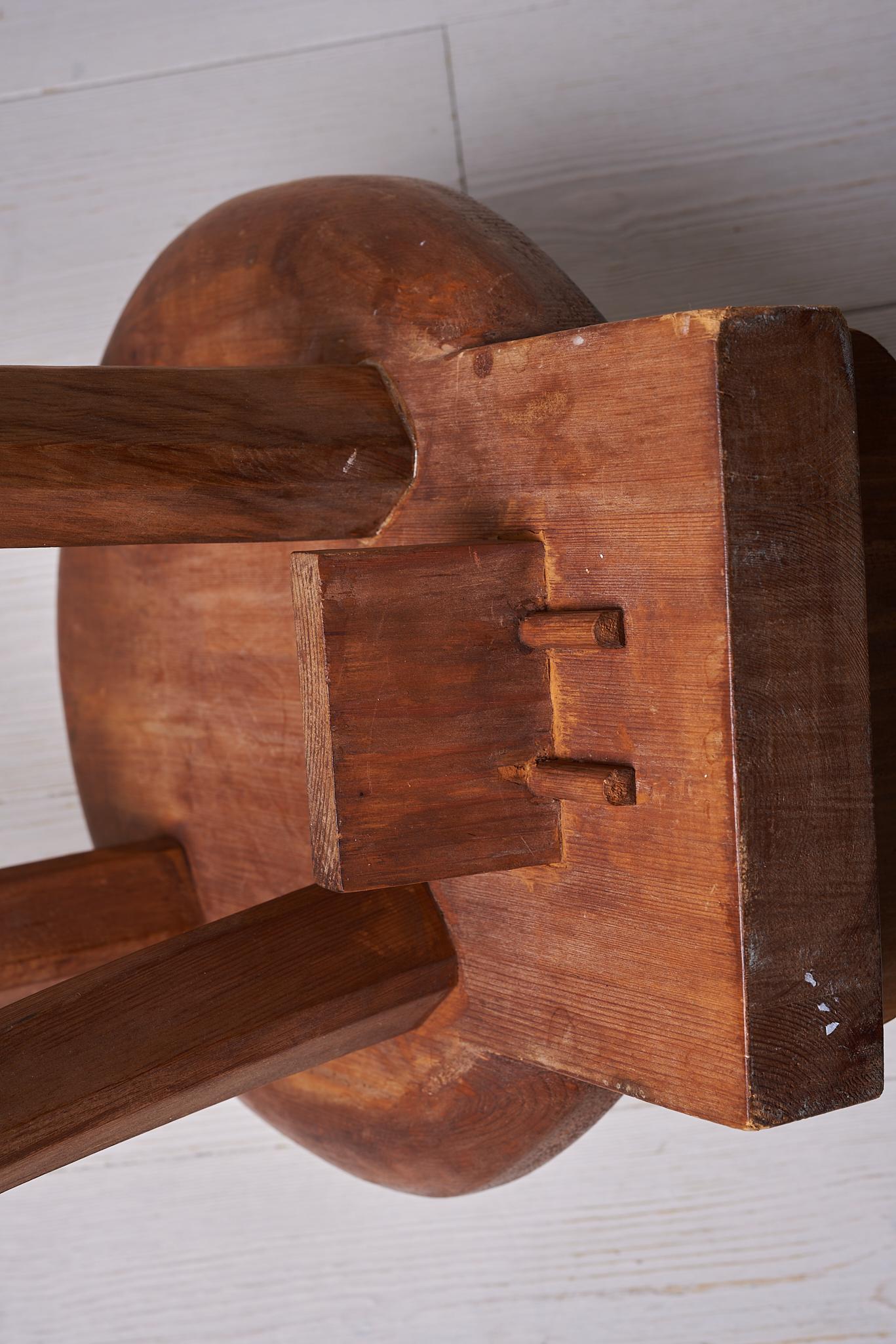 Antique Swedish Folk Art Rustic Pine Chair For Sale 4