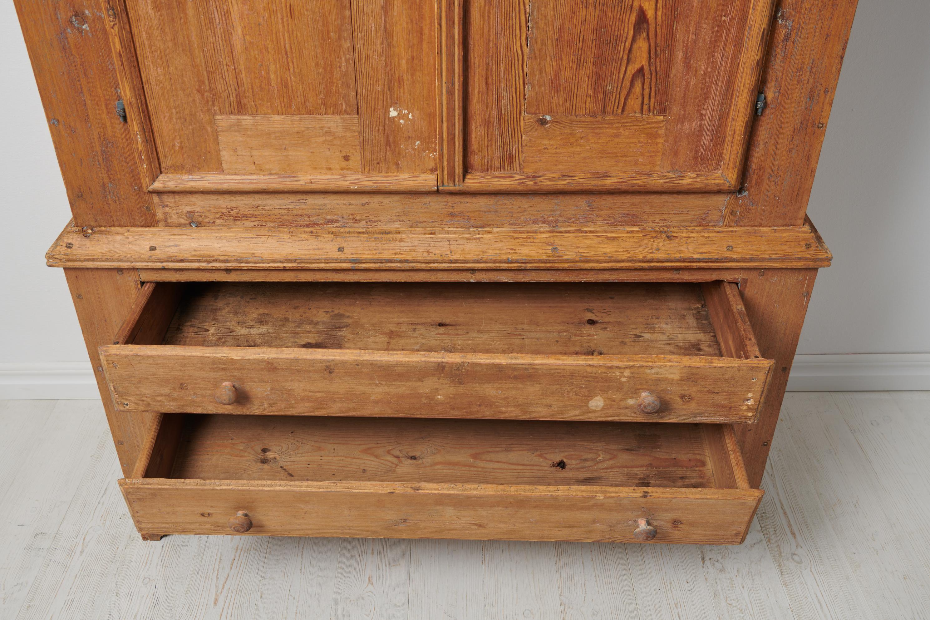 Antique Swedish Folk Art Solid Pine Cabinet  For Sale 8