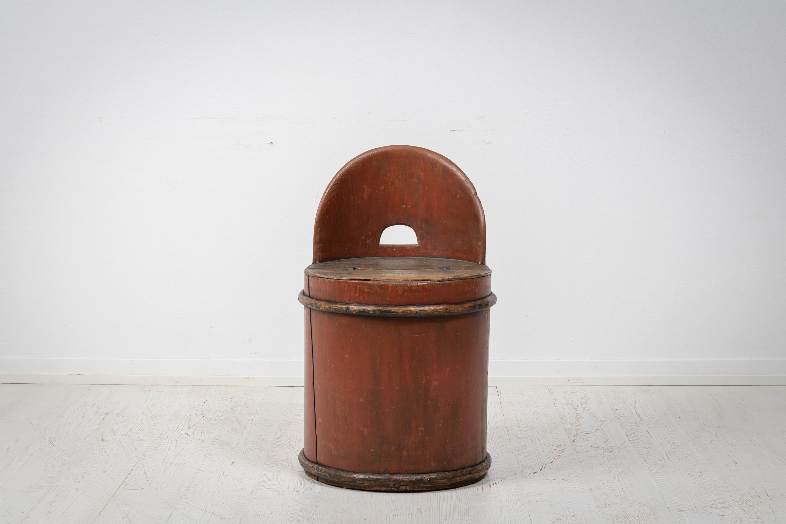 Antique Swedish Folk Art Stump Chair  In Good Condition For Sale In Kramfors, SE