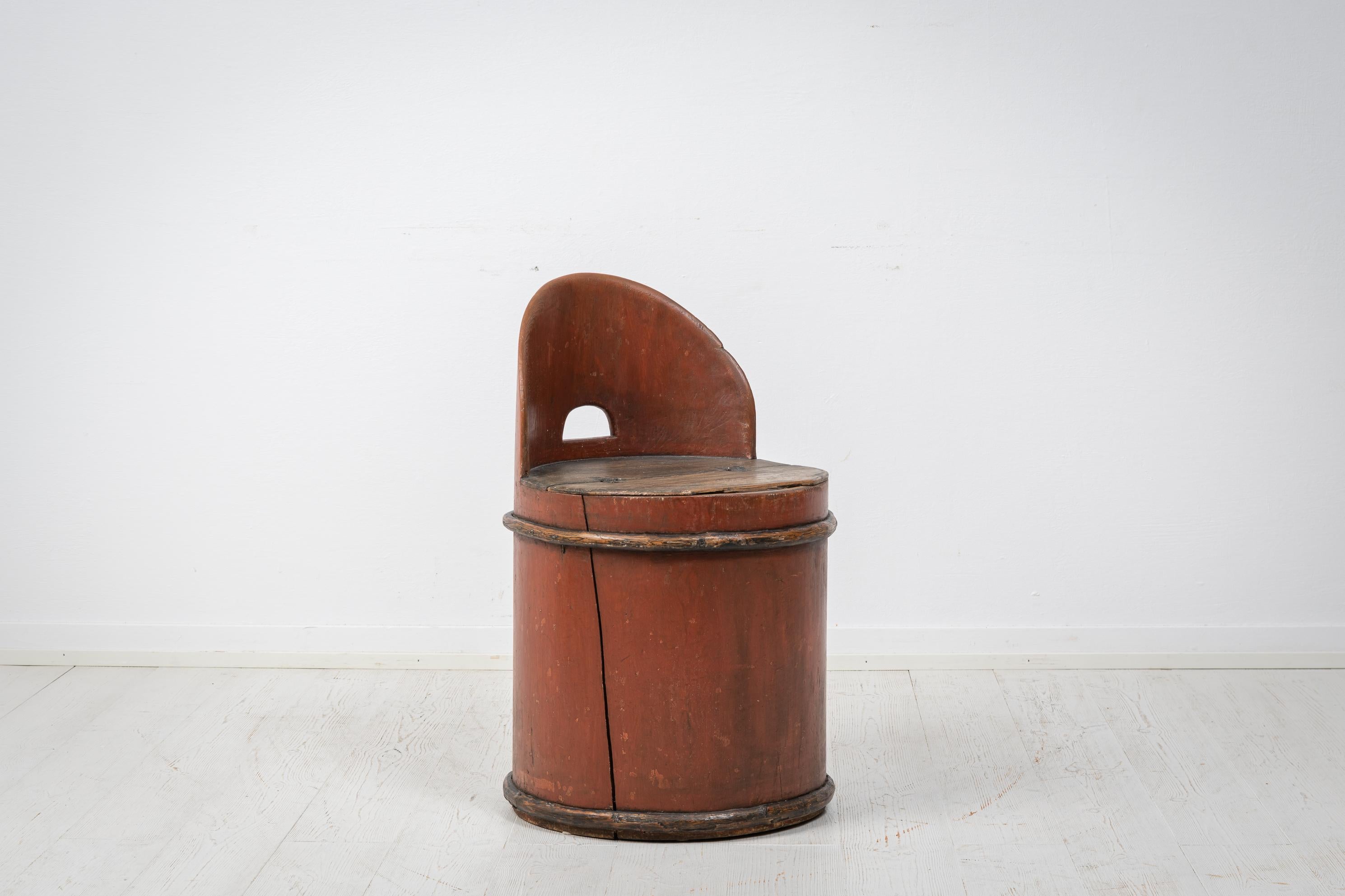 19th Century Antique Swedish Folk Art Stump Chair  For Sale