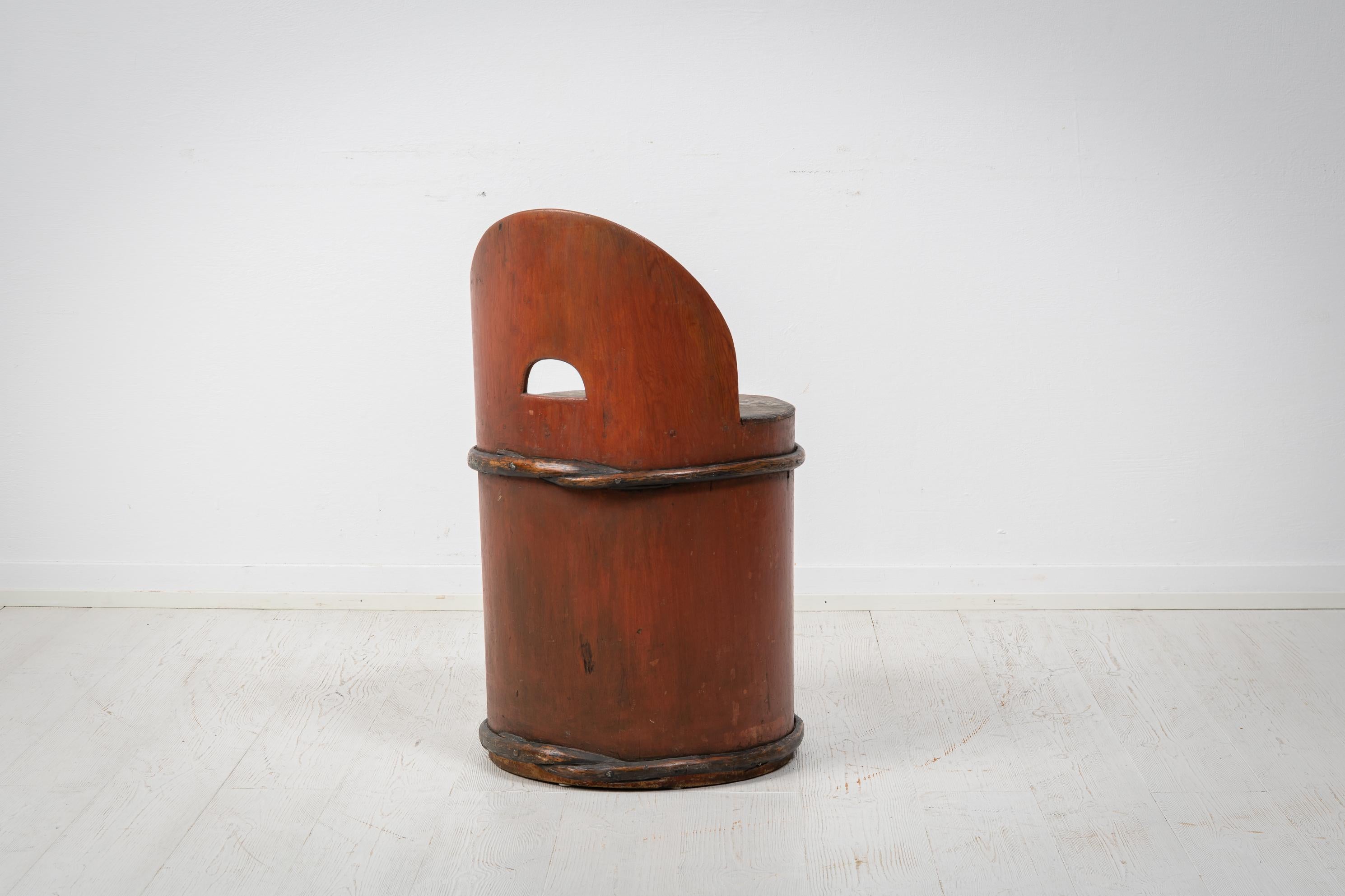 Pine Antique Swedish Folk Art Stump Chair  For Sale