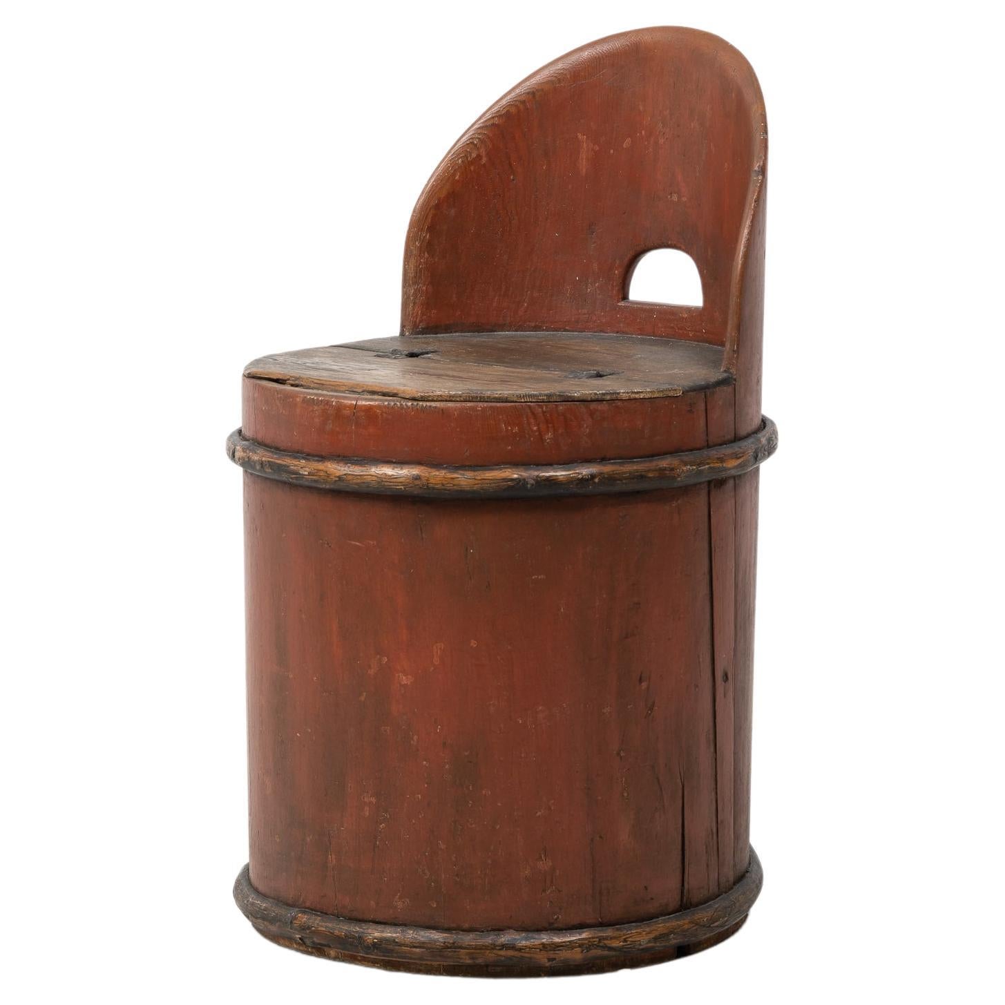 Antique Swedish Folk Art Stump Chair  For Sale
