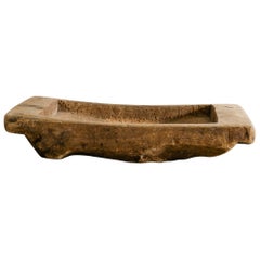 Antique Swedish Free Form Hand Carved Wooden Oak Tray Produced Early 1900s