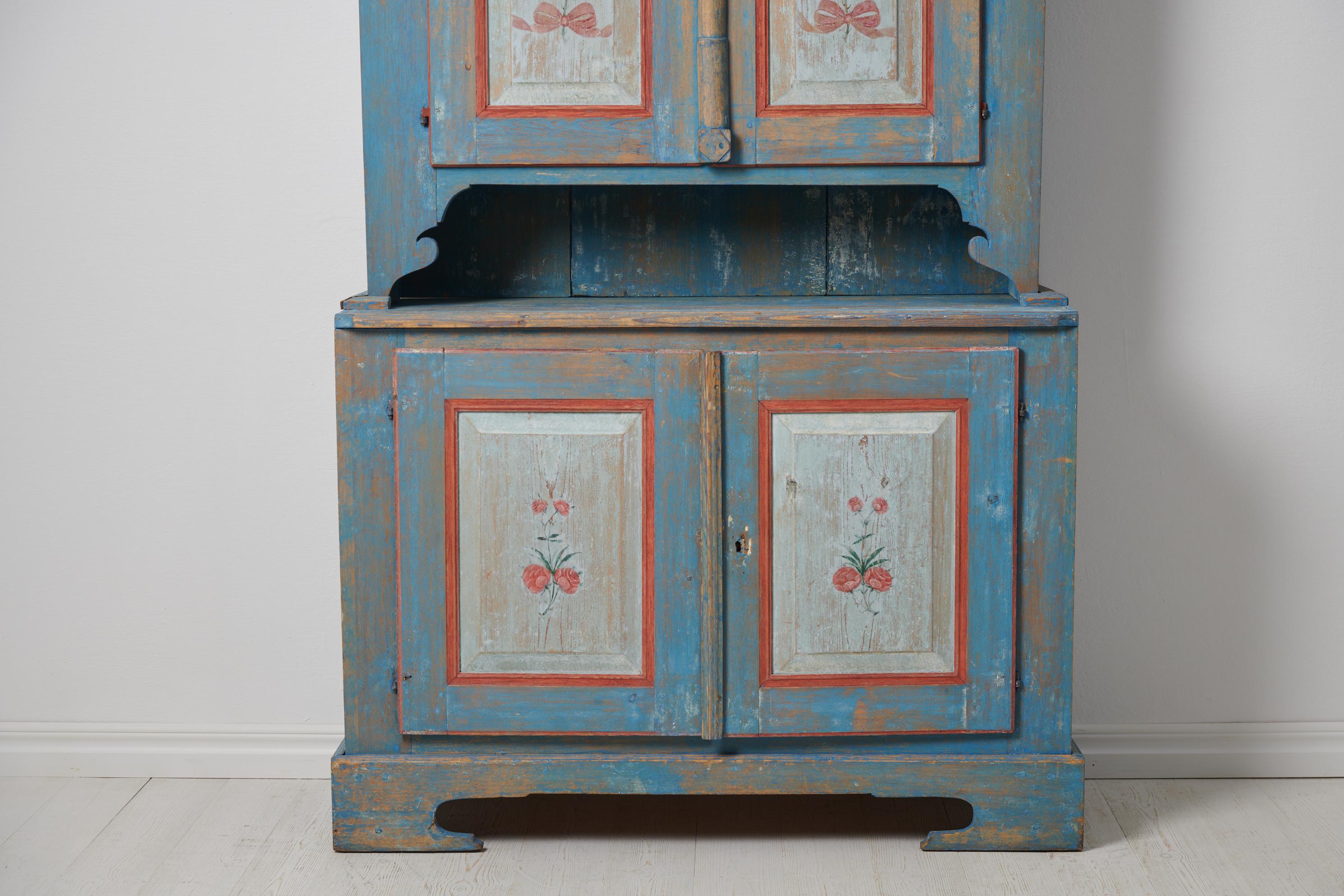 Antique Swedish Genuine Blue Country Cabinet  For Sale 3