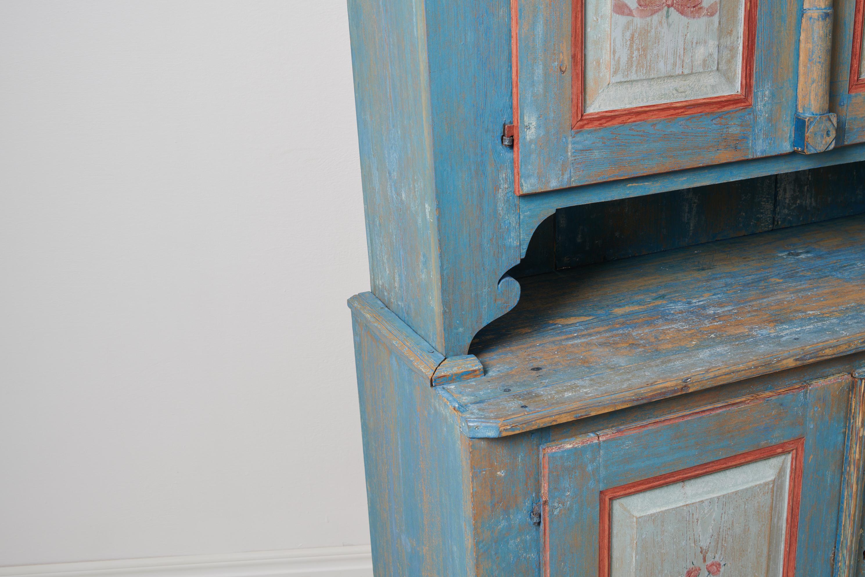 Antique Swedish Genuine Blue Country Cabinet  For Sale 11