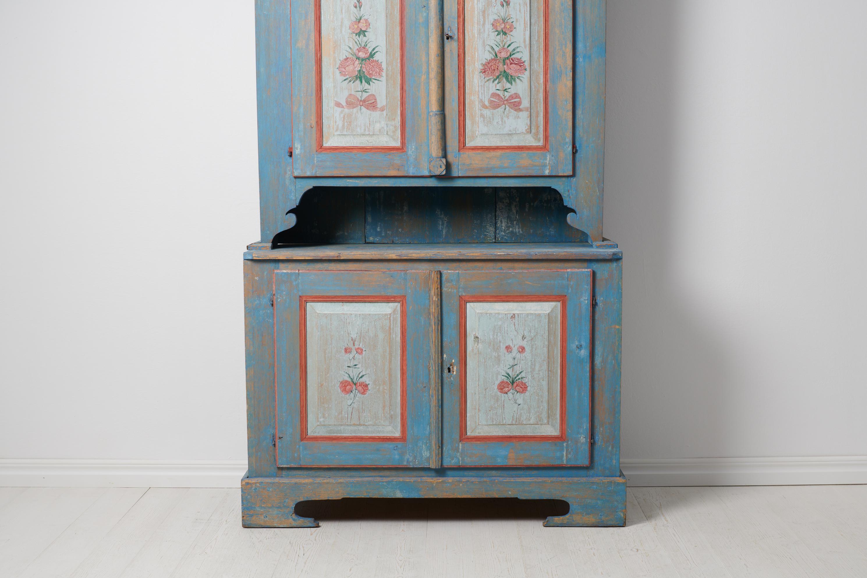 Antique Swedish Genuine Blue Country Cabinet  For Sale 2
