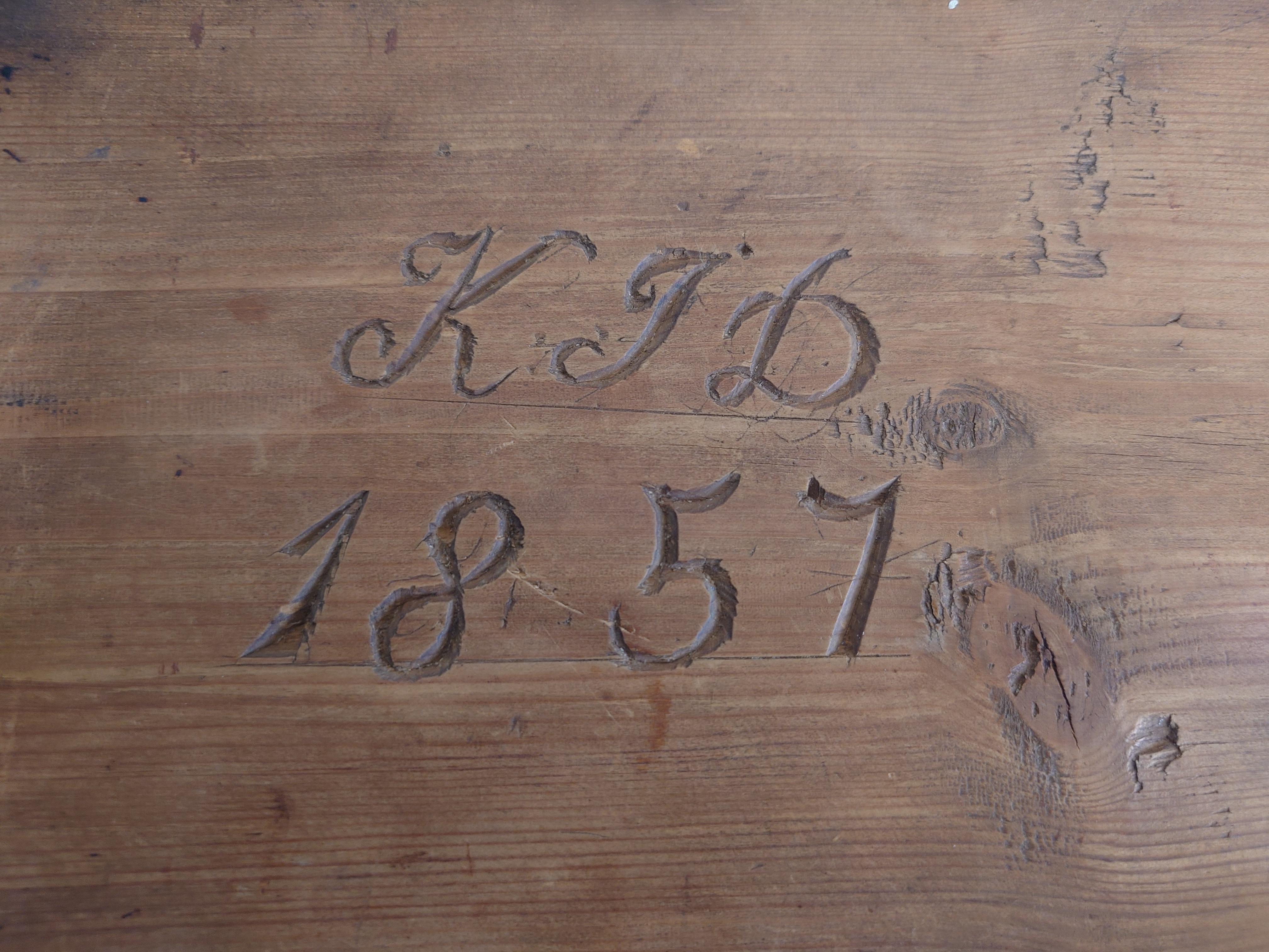 Antique Swedish genuine Folk Art  Country Cutlery box dated 1857 Original paint For Sale 4