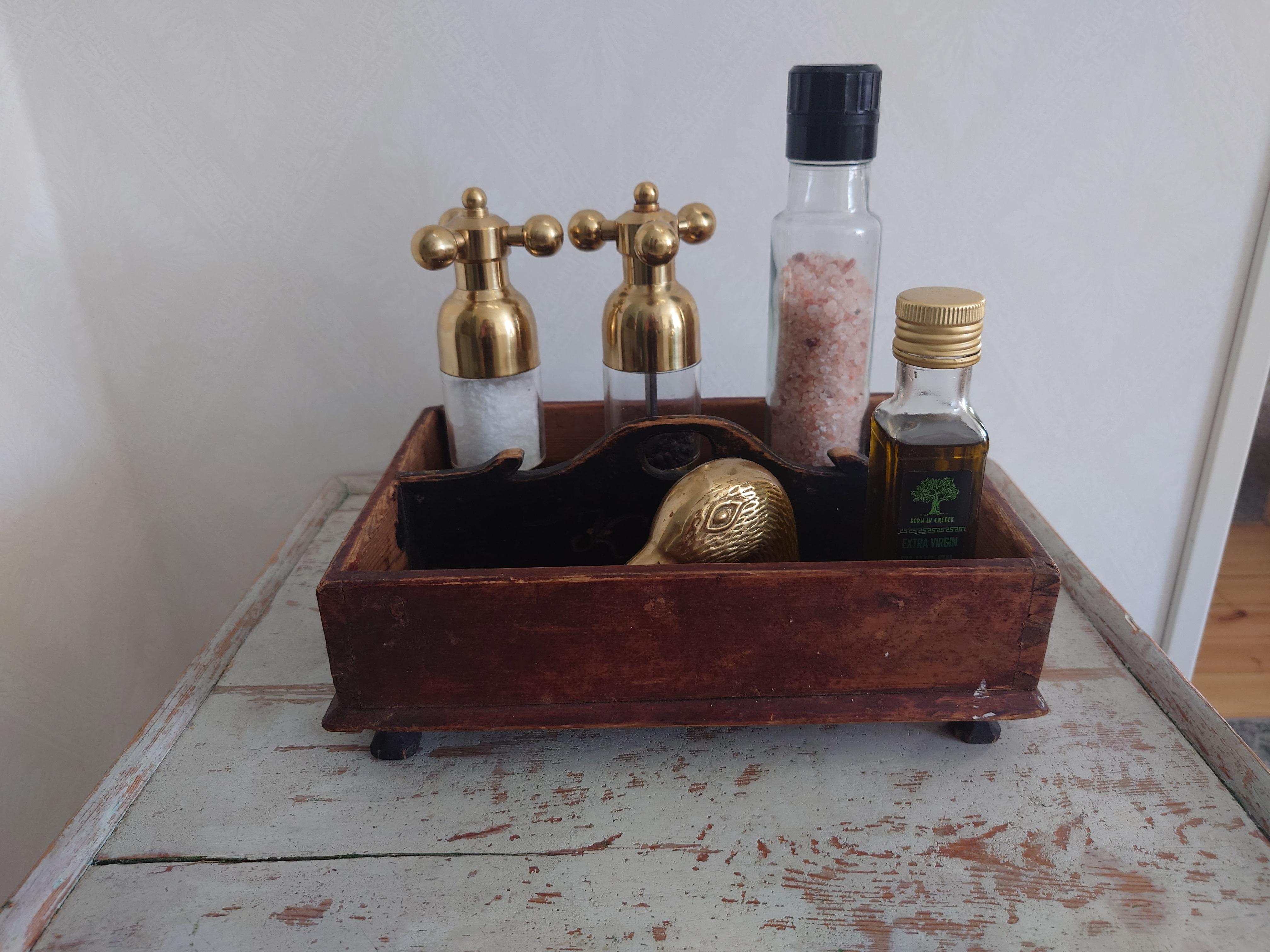 Antique Swedish genuine Folk Art  Country Cutlery box dated 1857 Original paint For Sale 5