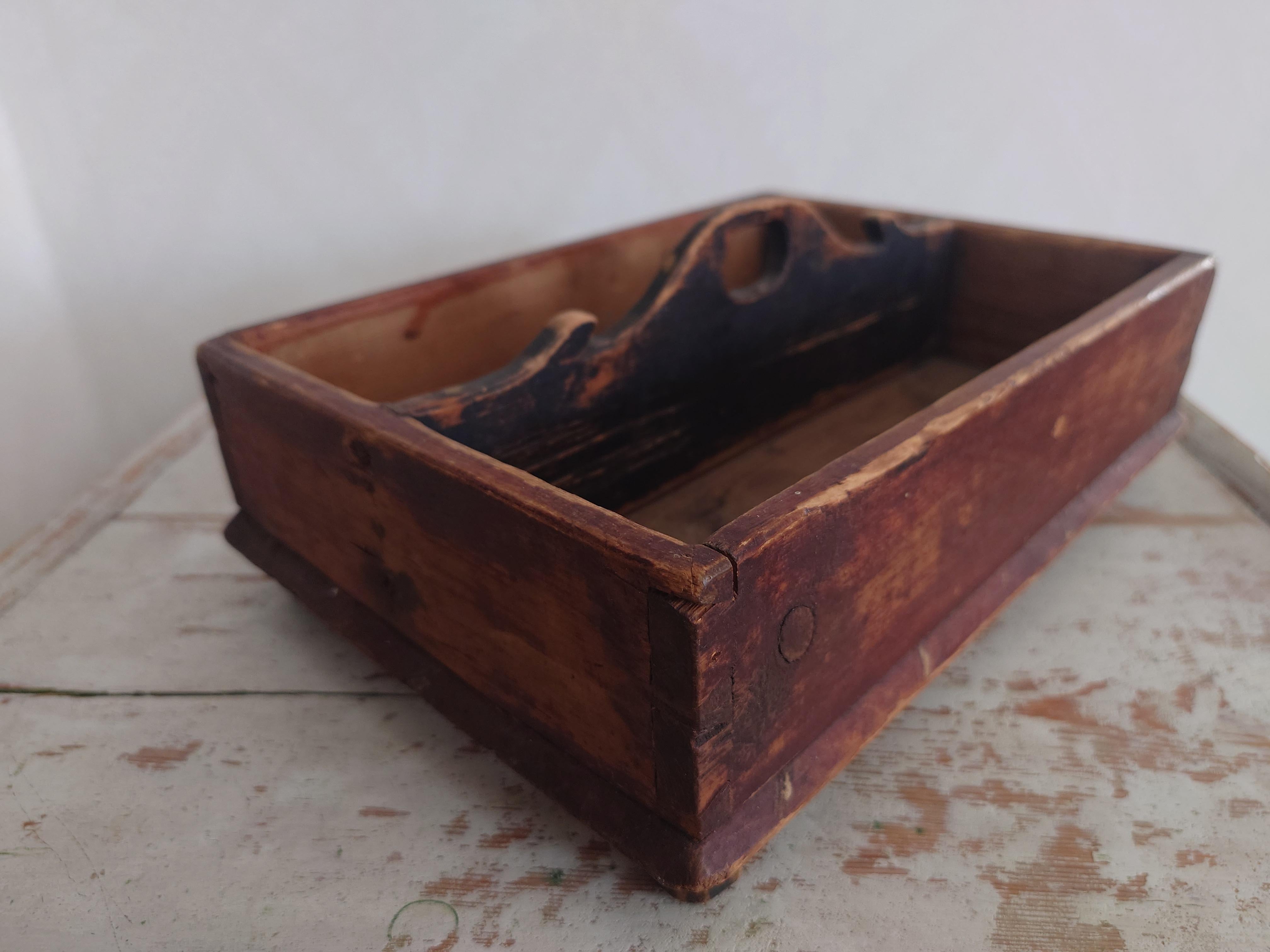 19th Century Antique Swedish genuine Folk Art  Country Cutlery box dated 1857 Original paint For Sale