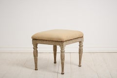 Antique Swedish Genuine Gustavian Period Decorated Foot Stool with Original Seat