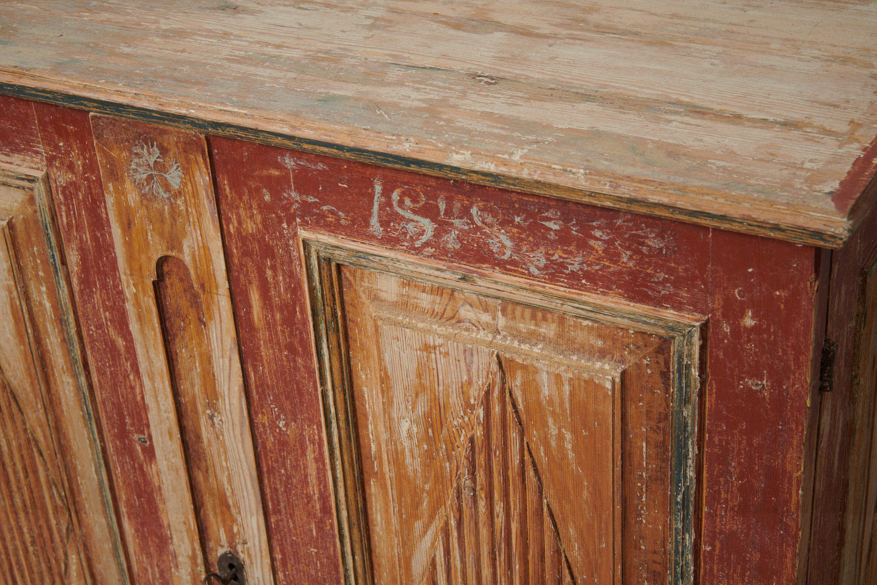 Antique Swedish Genuine Gustavian Rustic Pine Sideboard  7