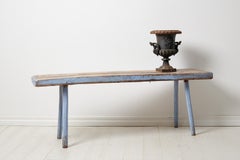 Antique Swedish Genuine Primitive Country House Blue Bench