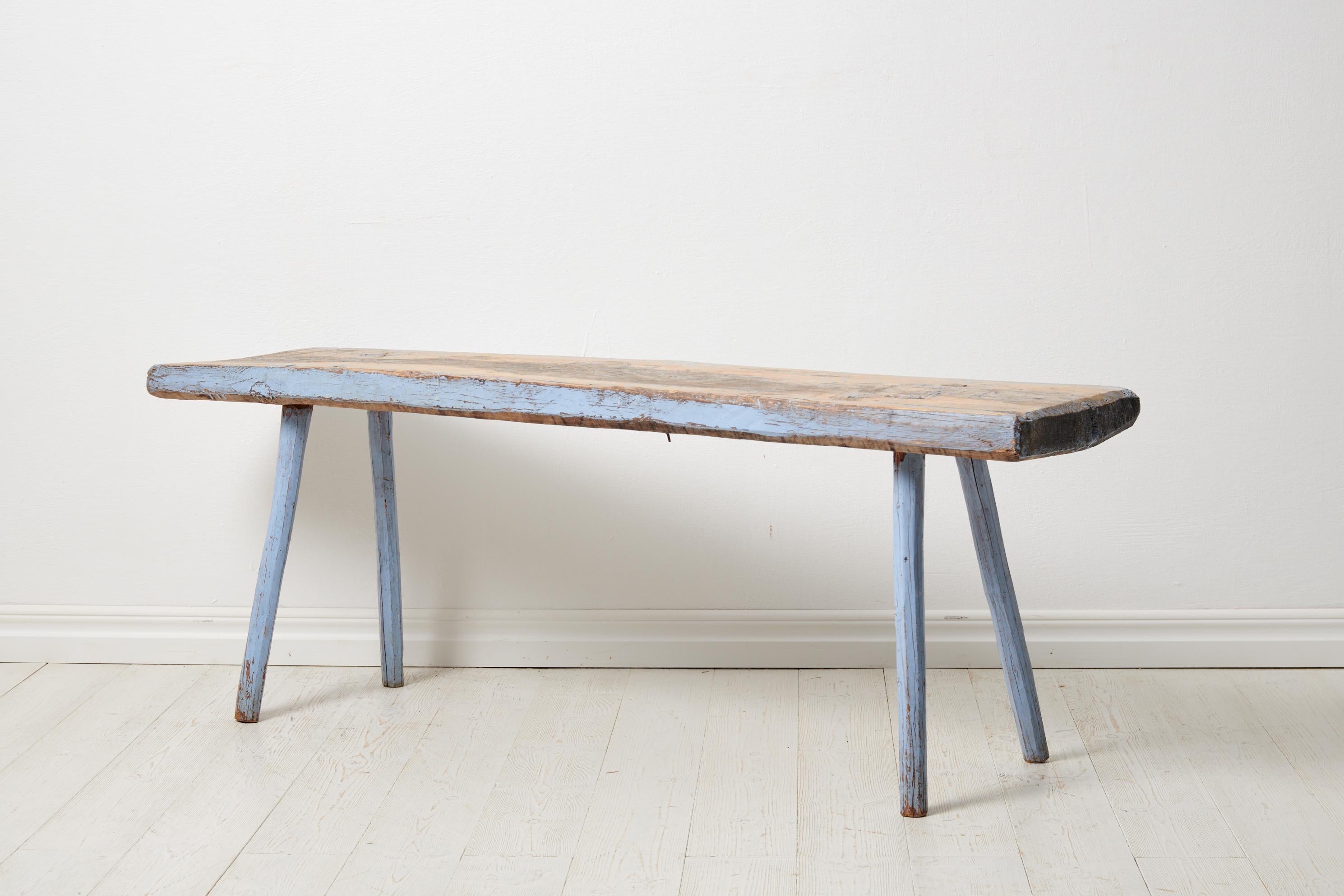 Antique Swedish Genuine Primitive Country House Blue Bench For Sale 1