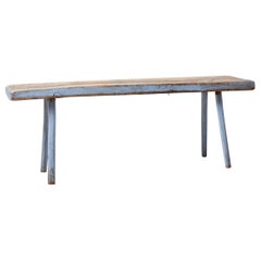 Antique Swedish Genuine Primitive Country House Blue Bench